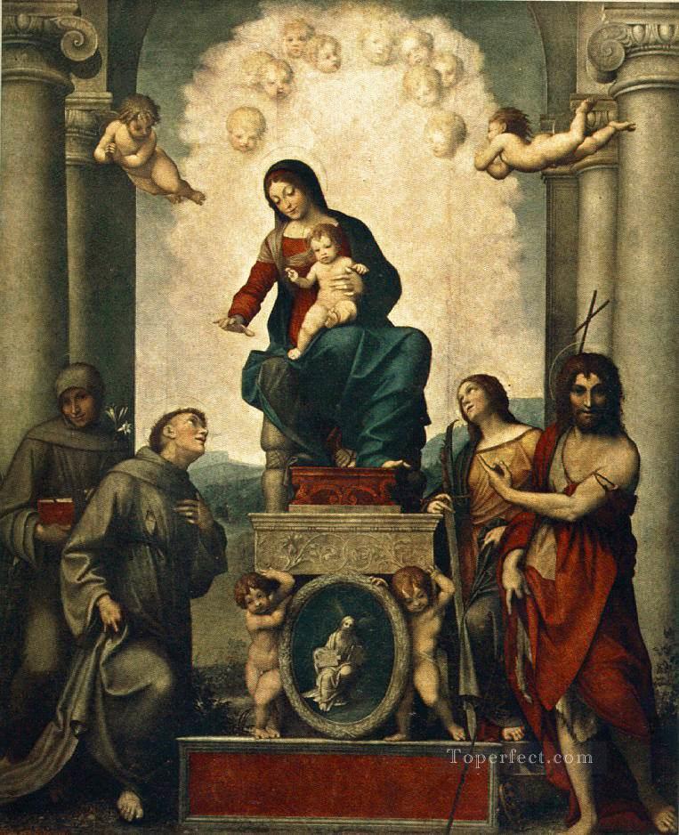 マドンナと聖フランシスコ ルネッサンスのマニエリスム アントニオ・ダ・コレッジョ油絵